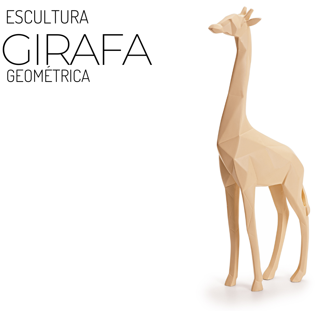 Girafa Geométrica de resina , Africa e Safari estilo de Decoração . Personalidade para seu ambiente . Geométrico bege em resina , peça perfeita para casa , home office escritório ou consultório . Escultura estátua estatueta de girafa moderna geométrica . objeto decorativo para aparador, mesa ou estante em estilo atual 